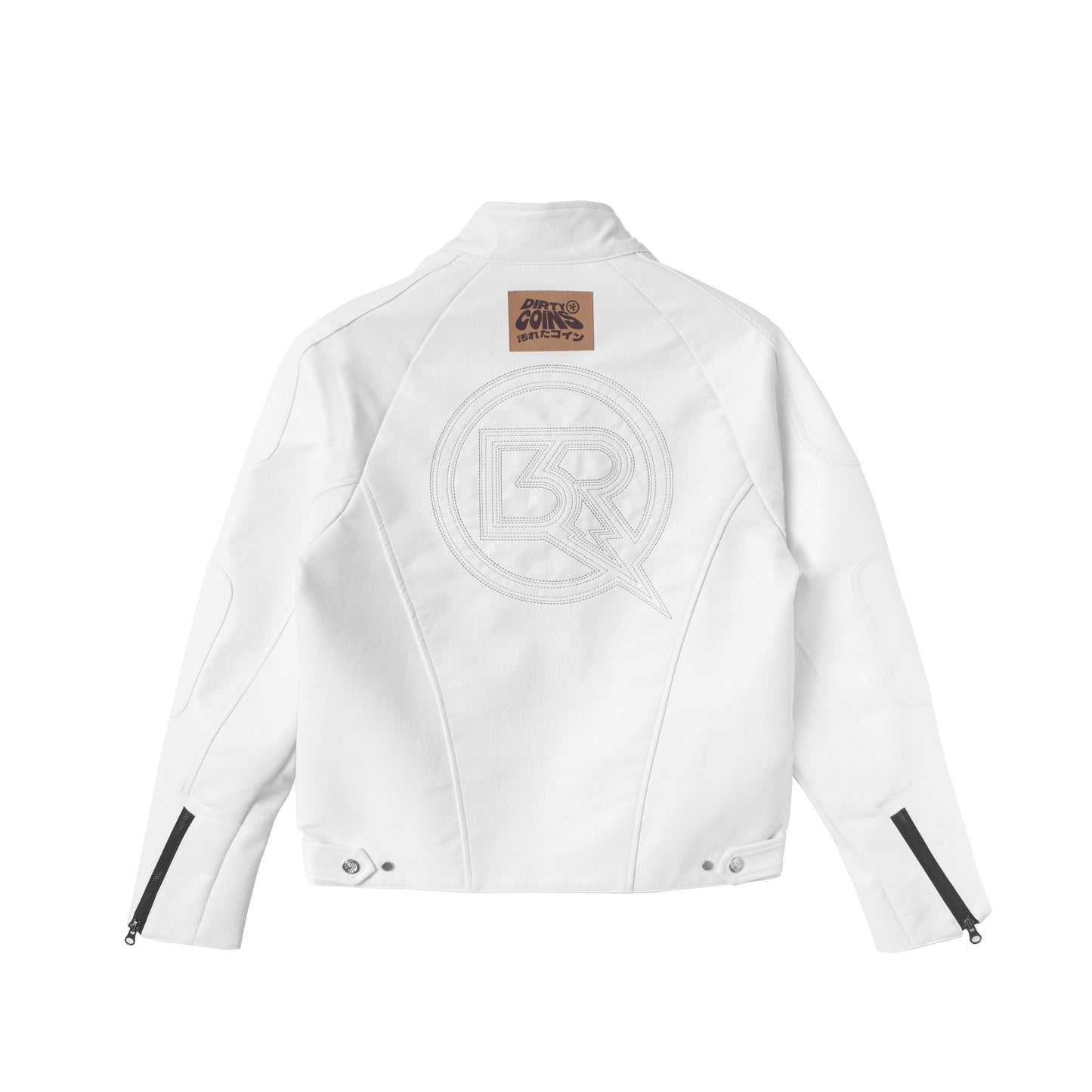 DC x BR Leather Biker Jacket - White - Chubbiechubbie