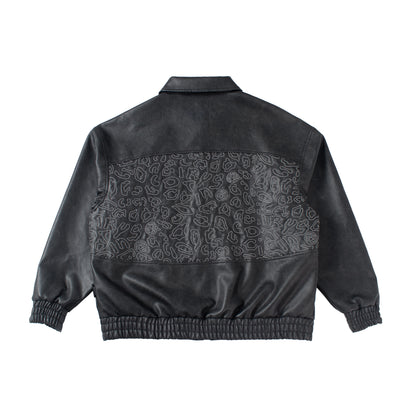 DC x BR Leather Bomber Jacket - Black - Chubbiechubbie