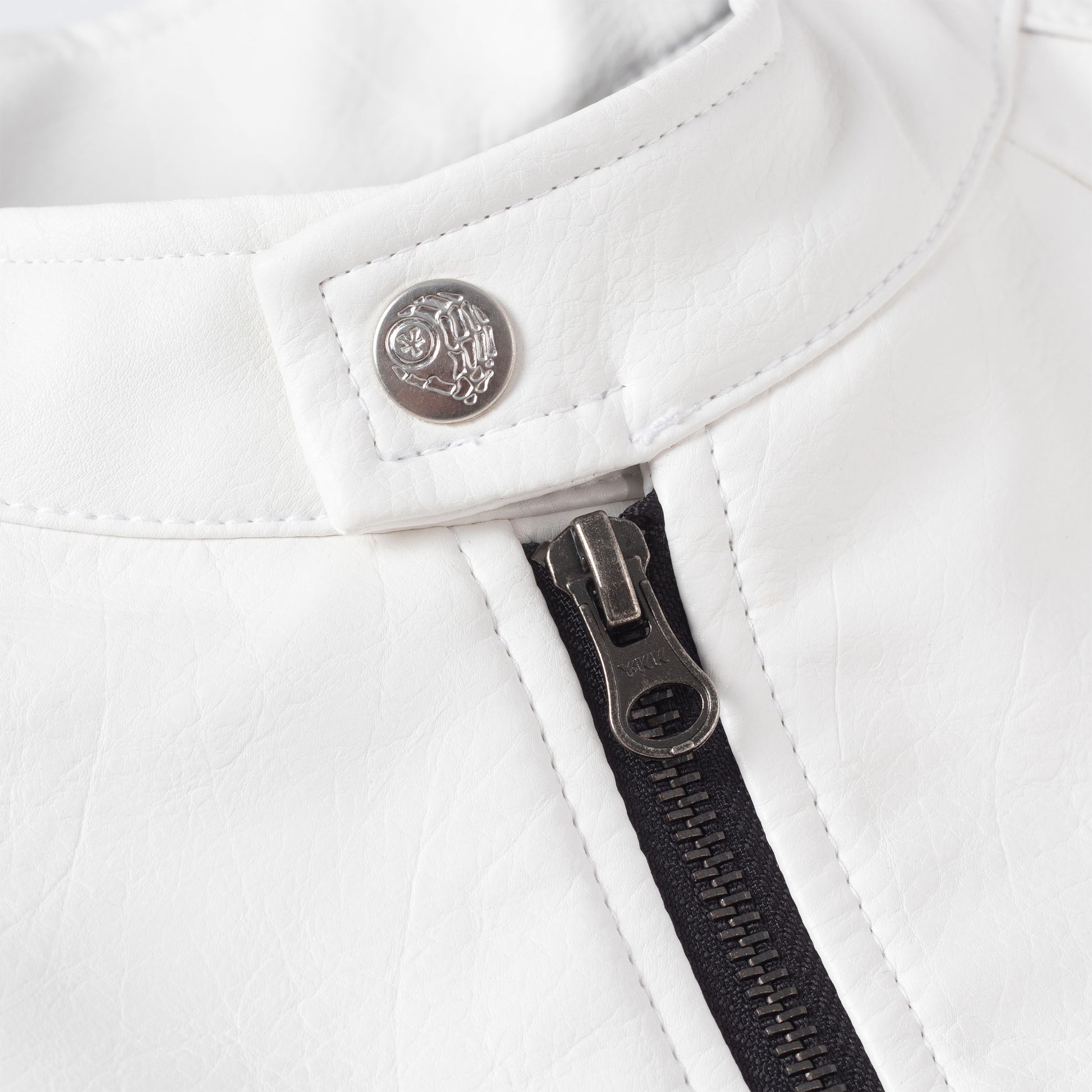 DC x BR Leather Biker Jacket - White - Chubbiechubbie