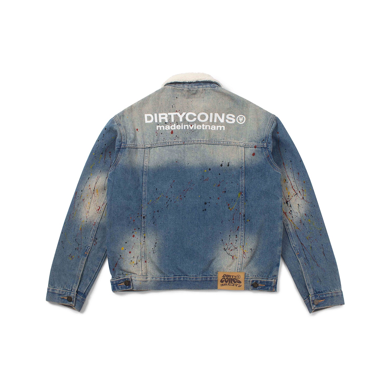 FUR COLLAR SPRAY PAINT DENIM JACKET - Chubbiechubbie